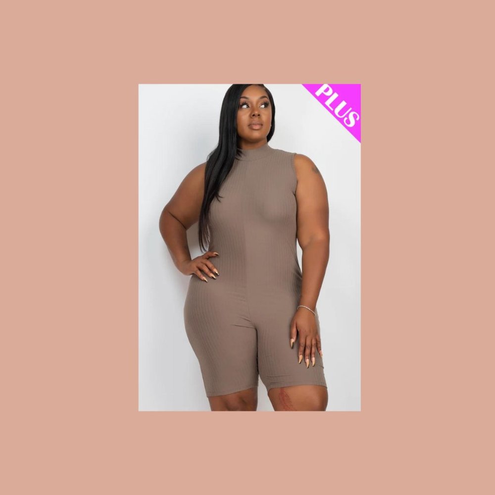 NEW****TIFFANY MOCK RIBBED SLEEVELESS ROMPER